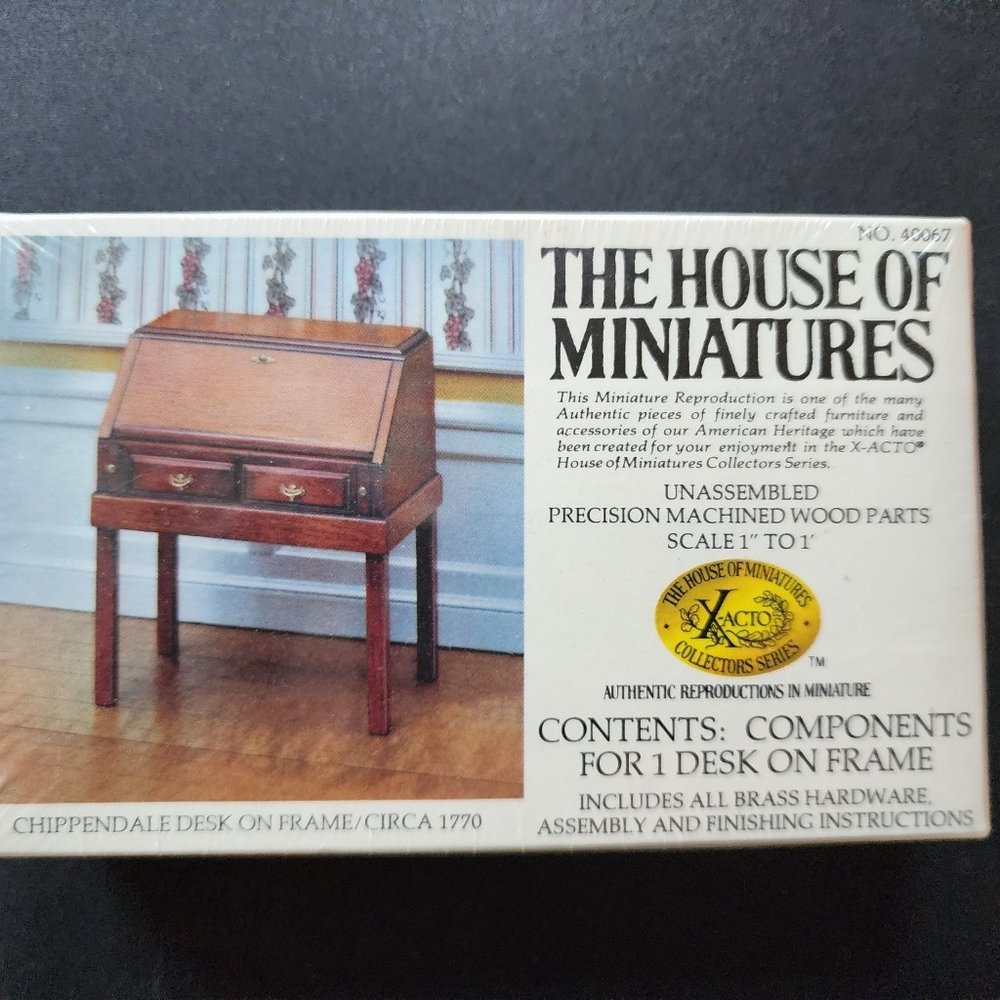 The House of Miniatures Doll Furniture Kit #40067 Chippendale Desk on Frame